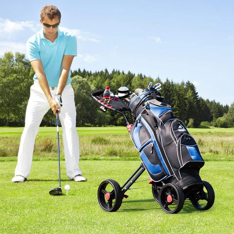 Image of Costway Golf Push Cart Costway 4 Wheels Folding Golf Pull Push Cart Trolley 39274580