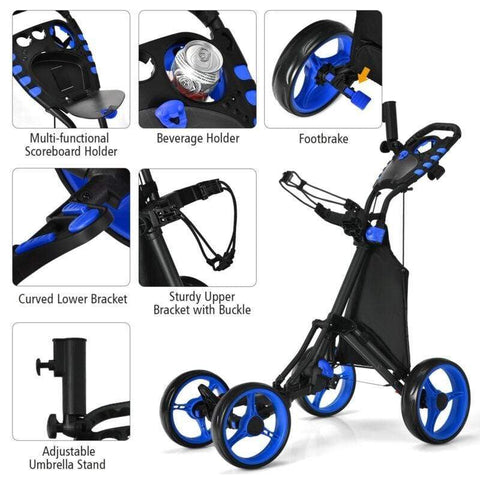 Image of Costway Golf Push Cart Costway Lightweight Foldable Collapsible 4 Wheels Golf Push Cart 05934817