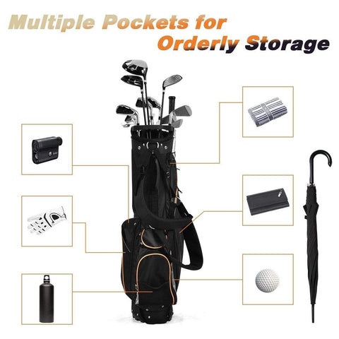 Image of Costway Golf Stand Bag Costway 9" Golf Stand Bag Divider Carry Pockets Storage 41629038