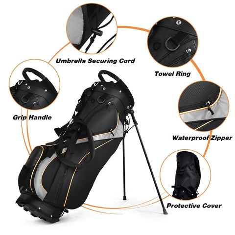 Image of Costway Golf Stand Bag Costway 9" Golf Stand Bag Divider Carry Pockets Storage 41629038