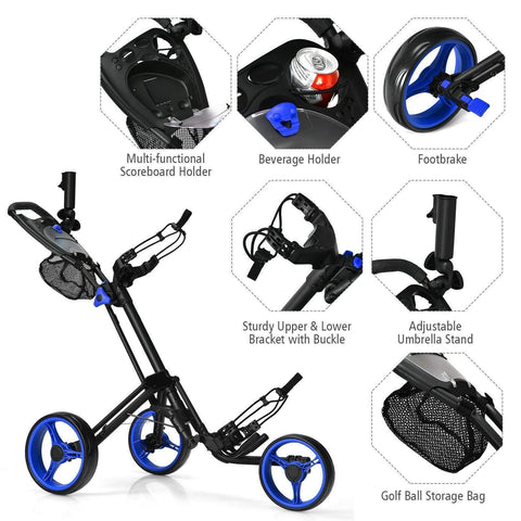 Image of Costway Golf Trolley Costway Lightweight Foldable Collapsible 4 Wheels Golf Push Cart 05934817