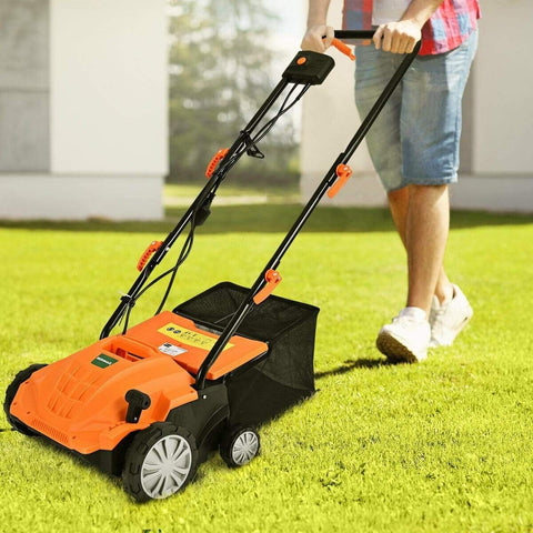Image of Costway Lawn Mower Costway 12Amp Corded Scarifier 13” Electric Lawn Dethatcher with 40L Collection Bag 27416389