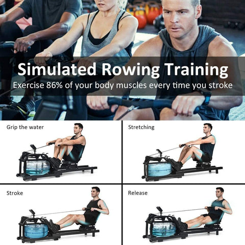 Image of Costway Rowing Costway Adjustable Resistance Health Fitness Water Rowing Machine 89076421