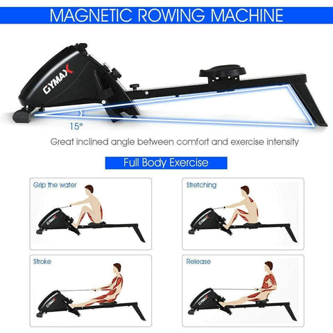 Image of Costway Rowing Costway Foldable Magnetic Quiet Operated Fitness Rowing Machine with 10 Level Adjustable Resistance 87693504