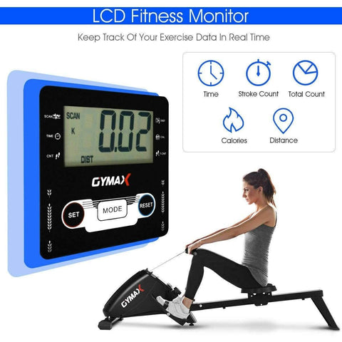 Image of Costway Rowing Costway Foldable Magnetic Quiet Operated Fitness Rowing Machine with 10 Level Adjustable Resistance 87693504