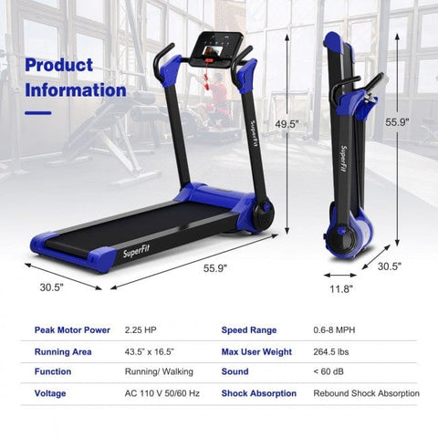 Image of Costway Treadmill 2.25 HP Electric Motorized Folding Running Treadmill Machine with LED Display 15460897