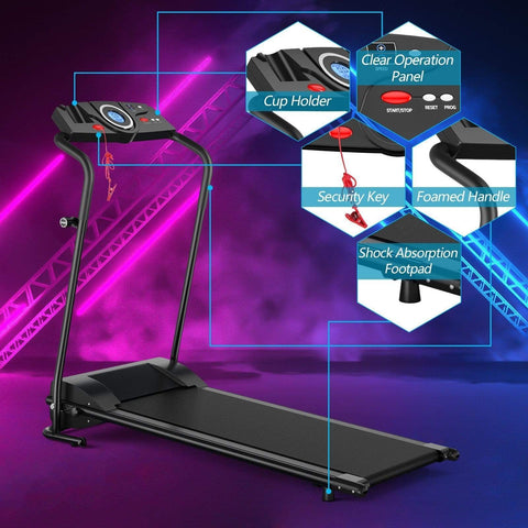 Image of Costway Treadmill Costway 1 HP Electric Mobile Power Foldable Treadmill with Operation Display 57420396