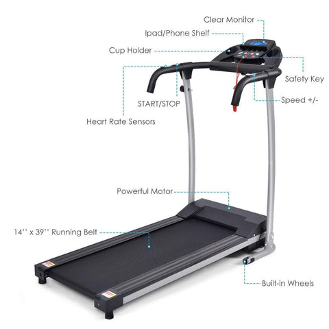 Image of Costway Treadmill Costway Compact Electric Folding Running and Fitness Treadmill with LED Display 74918265