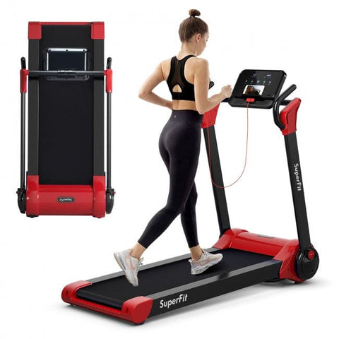 Image of Costway Treadmill Red 2.25 HP Electric Motorized Folding Running Treadmill Machine with LED Display 15460897