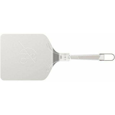 Image of Everdure Pizza Peel Everdure By Heston Blumenthal Pizza Peel With Brown Leather Hang Handle In Silver HBPIZZAPEEL