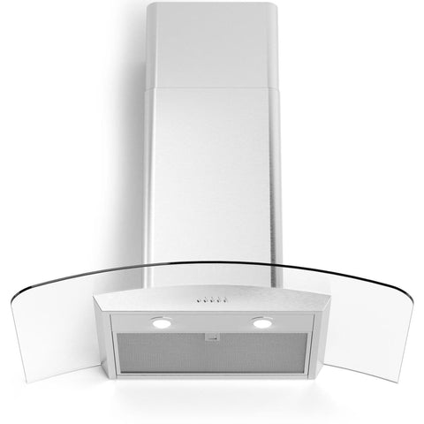 Image of Forte Wall Mount Hood Forte Cortivo Wall Mount Glass Canopy Range Hood with 560 CFM LED Lighting Mesh Filters in Stainless Steel CORTIVO