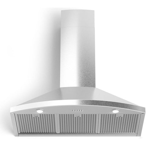 Image of Forte Wall Mount Hood Forte Tega Wall Mount Chimney Style Range Hood with 560 CFM 4 Fan Speeds LED Lighting Time Delay Shut Off Stainless Steel Baffle Filters in Stainless Steel TEGA