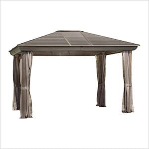 Image of Gazebo Penguin Gazebo Brown 10 ft. x 12 ft. Venus Gazebo with Metal Roof