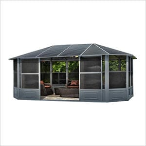 Image of Gazebo Penguin Gazebo Slate 12 ft. x 18 ft. Florence Solarium with Metal Roof