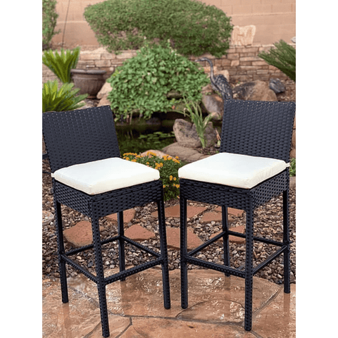 Image of KoKoMo Grills Barstools Footrest KoKoMo Rattan Outdoor Barstools with footrest 2 Pack KO-BARSTLWKR