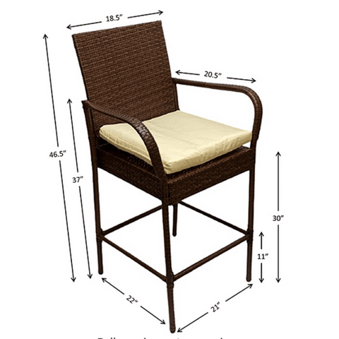 Image of KoKoMo Grills Barstools KoKoMo Rattan Outdoor Barstools with footrest 2 Pack KO-BARSTLWKR