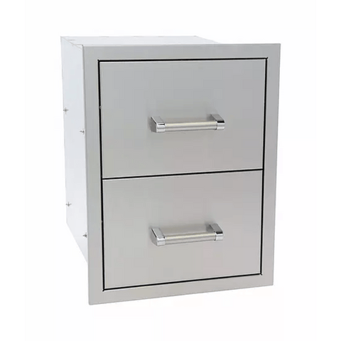 Image of KoKoMo Grills Drawer Double Drawer KoKoMo Built-In Stainless Steel Drawer with Easy Glides and Bar Handles KO-SD6