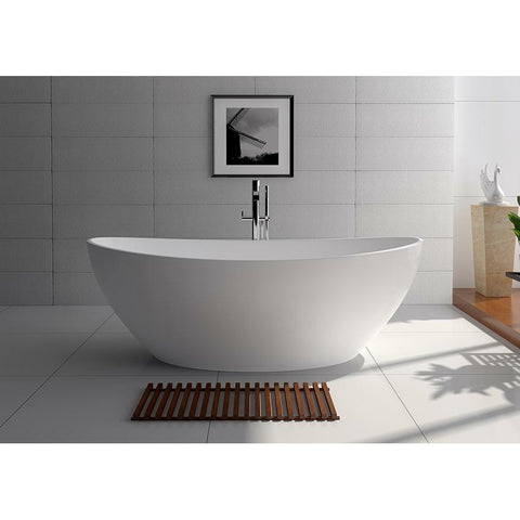 Image of Legion Furniture Bathtubs Legion Furniture 63" / 71" White Matt Solid Surface Tub / Bathtub - No Faucet WJ8643-W / WJ8643-W-L