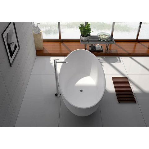 Image of Legion Furniture Bathtubs Legion Furniture 63" / 71" White Matt Solid Surface Tub / Bathtub - No Faucet WJ8643-W / WJ8643-W-L