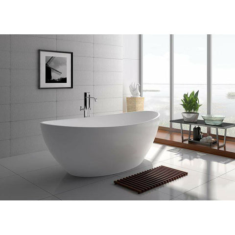 Image of Legion Furniture Bathtubs Legion Furniture 63" / 71" White Matt Solid Surface Tub / Bathtub - No Faucet WJ8643-W / WJ8643-W-L