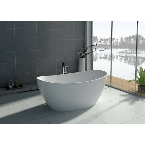 Image of Legion Furniture Bathtubs Legion Furniture 64.2" White Matt Solid Surface Tub / Bathtub - No Faucet WJ8611-W