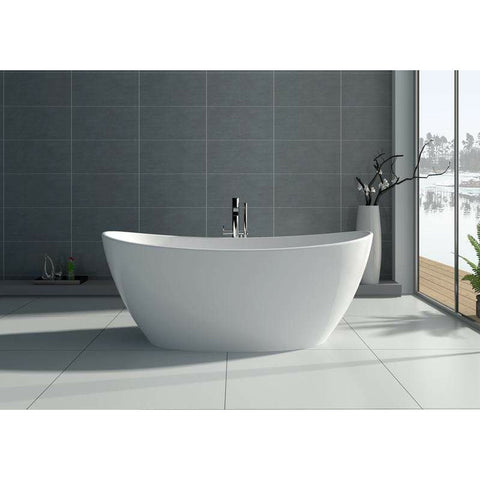 Image of Legion Furniture Bathtubs Legion Furniture 64.2" White Matt Solid Surface Tub / Bathtub - No Faucet WJ8611-W
