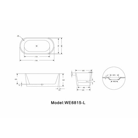 Image of Legion Furniture Bathtubs Legion Furniture 67.3" / 59 White Acrylic Tub - No Faucet WE6815-L / WE6815-S