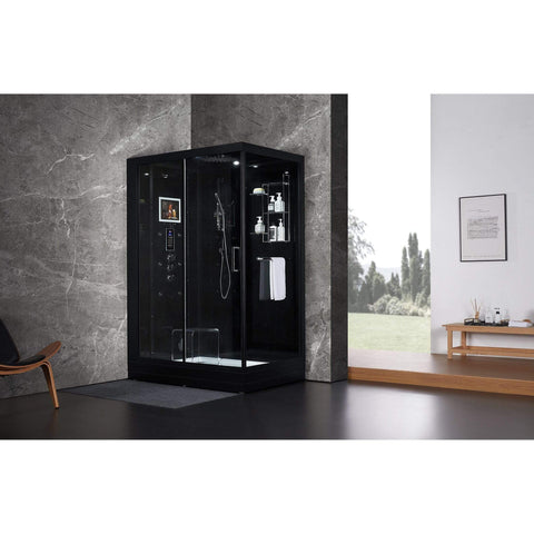 Image of Maya Bath Steam Shower Maya Bath Anzio Steam Shower, Black, Left 211