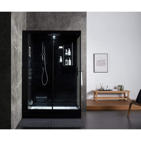 Image of Maya Bath Steam Shower Maya Bath Anzio Steam Shower, Black, Left 211