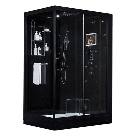 Image of Maya Bath Steam Shower Maya Bath Anzio Steam Shower, Black, Right, 209