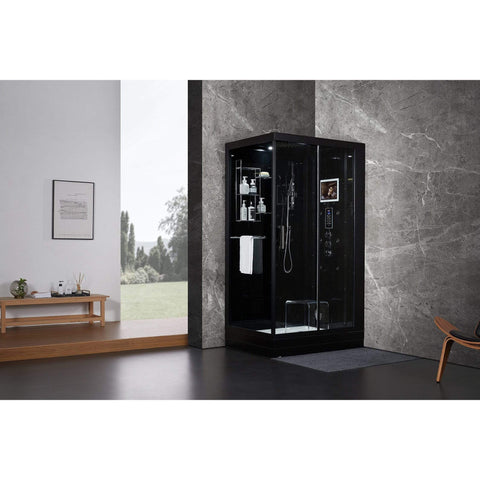 Image of Maya Bath Steam Shower Maya Bath Lucca Steam Shower, Black, Right 205