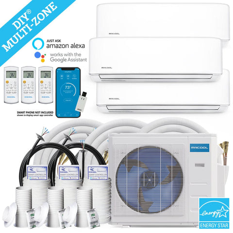 Image of MRCOOL Ductless Split Systems MRCOOL DIY 4th Gen 36K 3-Zone Split System with 9k+9k+18k Air Handlers