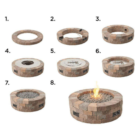 Image of Outdoor GreatRoom Fire Pit Kit The Outdoor GreatRoom Bronson Block Round Gas Fire Pit Kit BRON52-K