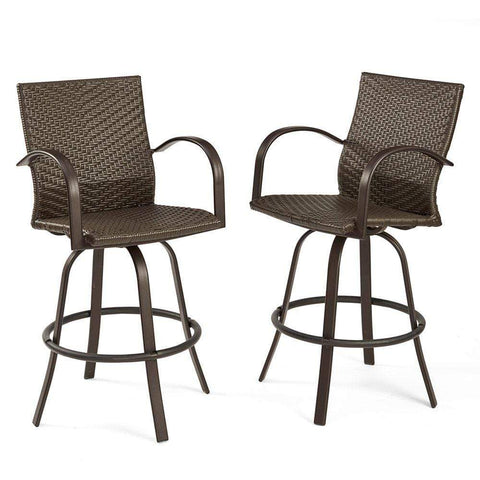 Image of Outdoor GreatRoom Stools The Outdoor GreatRoom Leather Wicker Bar Stools NAPLES-4030-L