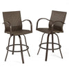 Outdoor GreatRoom Stools The Outdoor GreatRoom Leather Wicker Bar Stools NAPLES-4030-L