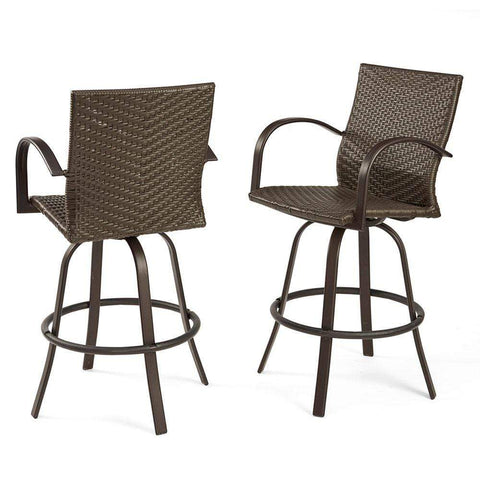 Image of Outdoor GreatRoom Stools The Outdoor GreatRoom Leather Wicker Bar Stools NAPLES-4030-L