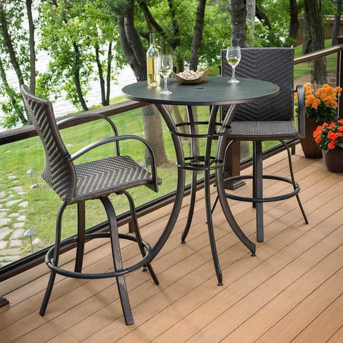 Image of Outdoor GreatRoom Stools The Outdoor GreatRoom Leather Wicker Bar Stools NAPLES-4030-L