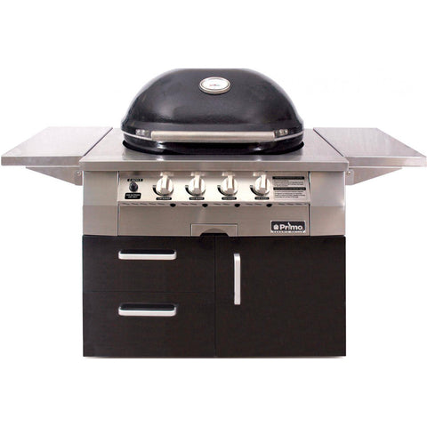Image of Primo Primo Freestanding Cart / Propane Gas Primo Oval G420 36-Inch Ceramic 4-Burner Built-In Kamado Gas Grill - PGGXLH (2021)