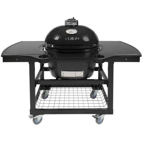 Image of Primo Primo On Steel Cart W/ 1-Piece Plastic Side Tables Primo Oval Large Charcoal All-In-On  - PGCLGC