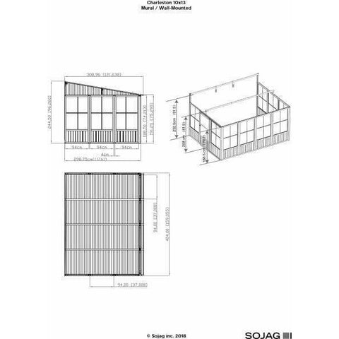 Image of Sojag Sojag Charleston Solarium Wall Unit 10 x 13 ft