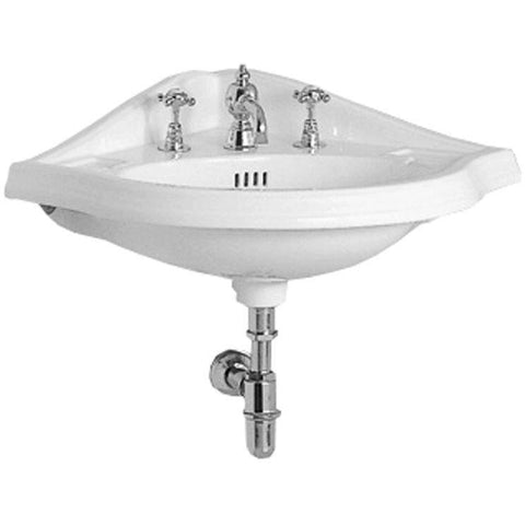 Image of Whitehaus Basin One hole Whitehaus Corner China Wall Mount Basin with an Oval Bowl AR884