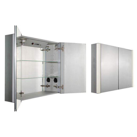 Image of Whitehaus Bathroom Accessories Whitehaus Musichaus Double Door Anodized Aluminum Cabinet WHFEL7089-S