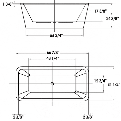 Image of Whitehaus BathTub Whitehaus Double Sided Freestanding Acrylic Soaking Bathtub WHHQ170BATH