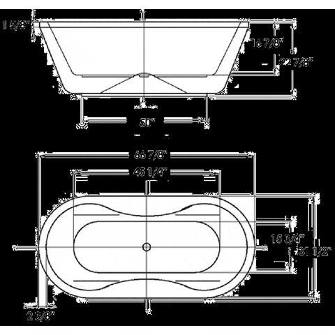 Image of Whitehaus BathTub Whitehaus Oval Double Sided Freestanding Acrylic Bathtub WHDB170BATH