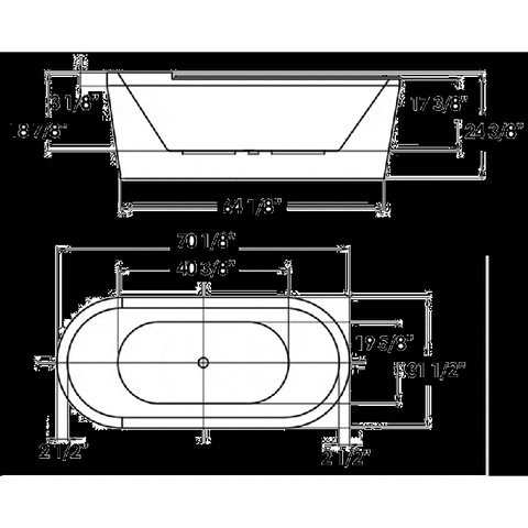 Image of Whitehaus BathTub Whitehaus Oval Freestanding Acrylic Soaking Bathtub WHVT180BATH