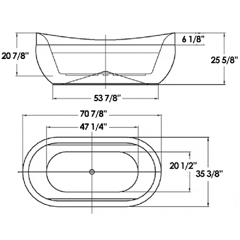 Image of Whitehaus BathTub Whitehaus  Oval Freestanding Acrylic Soaking Bathtub WHYB170BATH