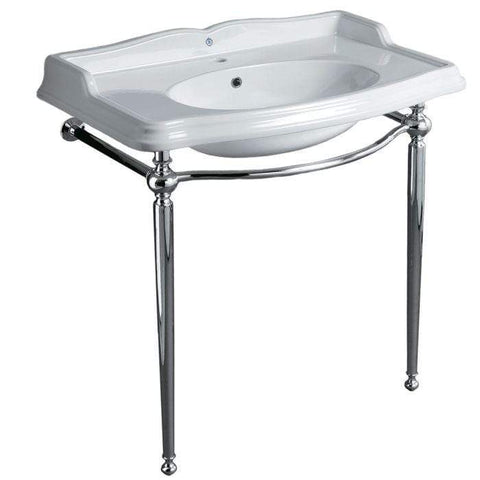 Image of Whitehaus Sink Whitehaus  Britannia Large Rectangular Sink Console with Front Towel Bar B-AR864-ARCG1-P