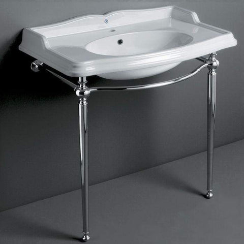 Image of Whitehaus Sink Whitehaus  Britannia Large Rectangular Sink Console with Front Towel Bar B-AR864-ARCG1-P