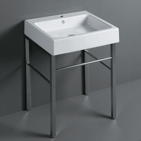 Image of Whitehaus Sink Whitehaus  Britannia Rectangular Sink Console with Front towel Bar B-U60-DUCG1-A06-P