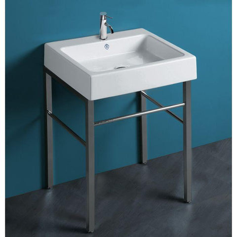 Image of Whitehaus Sink Whitehaus  Britannia Rectangular Sink Console with Front towel Bar B-U60-DUCG1-A06-P